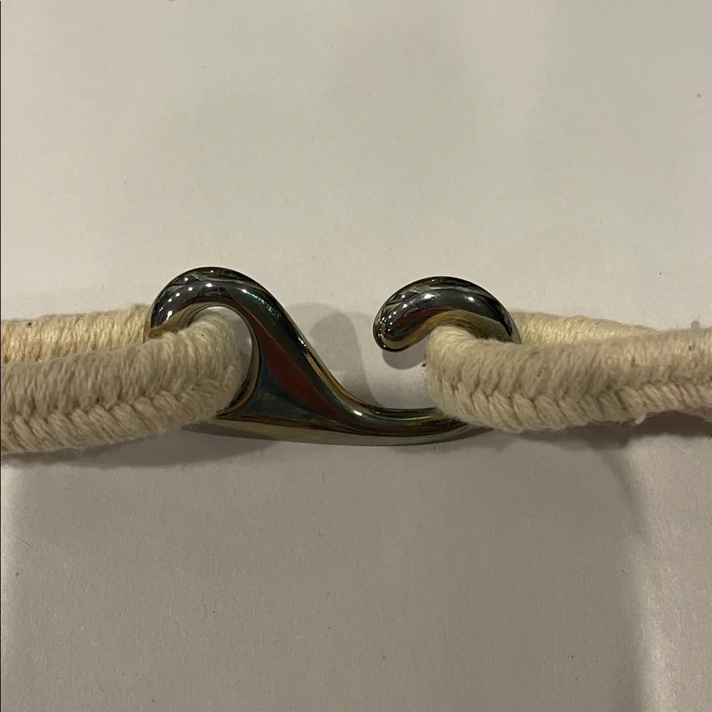 Vintage Braided Rope Belt with Hook Closure – Gold & Ivory Beaded Boho Accessory